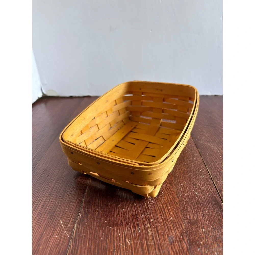 Longaberger Handwoven Rectangular Basket 2000 Dresden Ohio‎ Maple Wood 7x5x2.5